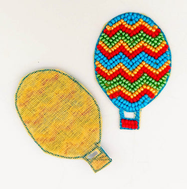 Hot Air Balloon Beaded Applique, Hand Embroidered In Multicoloured Beads, Beaded Motif